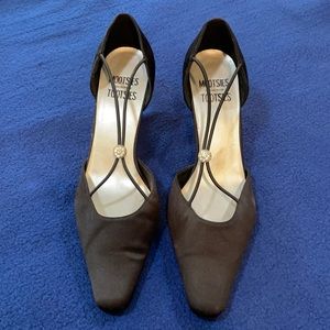Mootsies Tootsies black satin pumps, 3 inch heel, worn once.